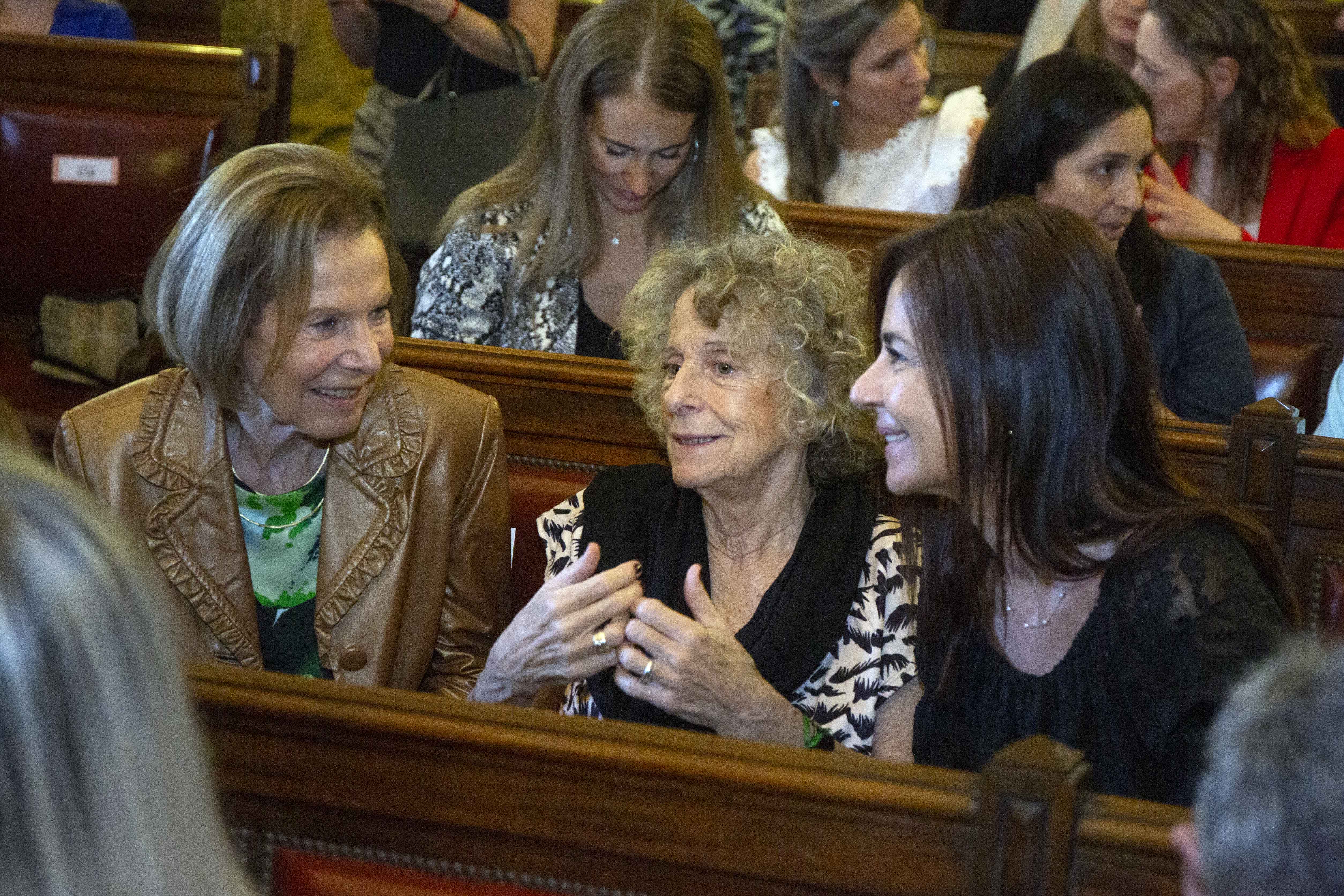 La presidente del Tribunal Superior de Justicia, Inés M. Weinberg; la vicepresidenta y coordinadora de la Oficina de Género, Alicia Ruiz; y la jueza Marcela De Langhe.